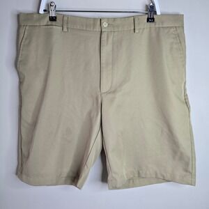 Ben Hogan Performance Mens Khaki Golf Shorts Size 40 Flat Front Tan Twill
